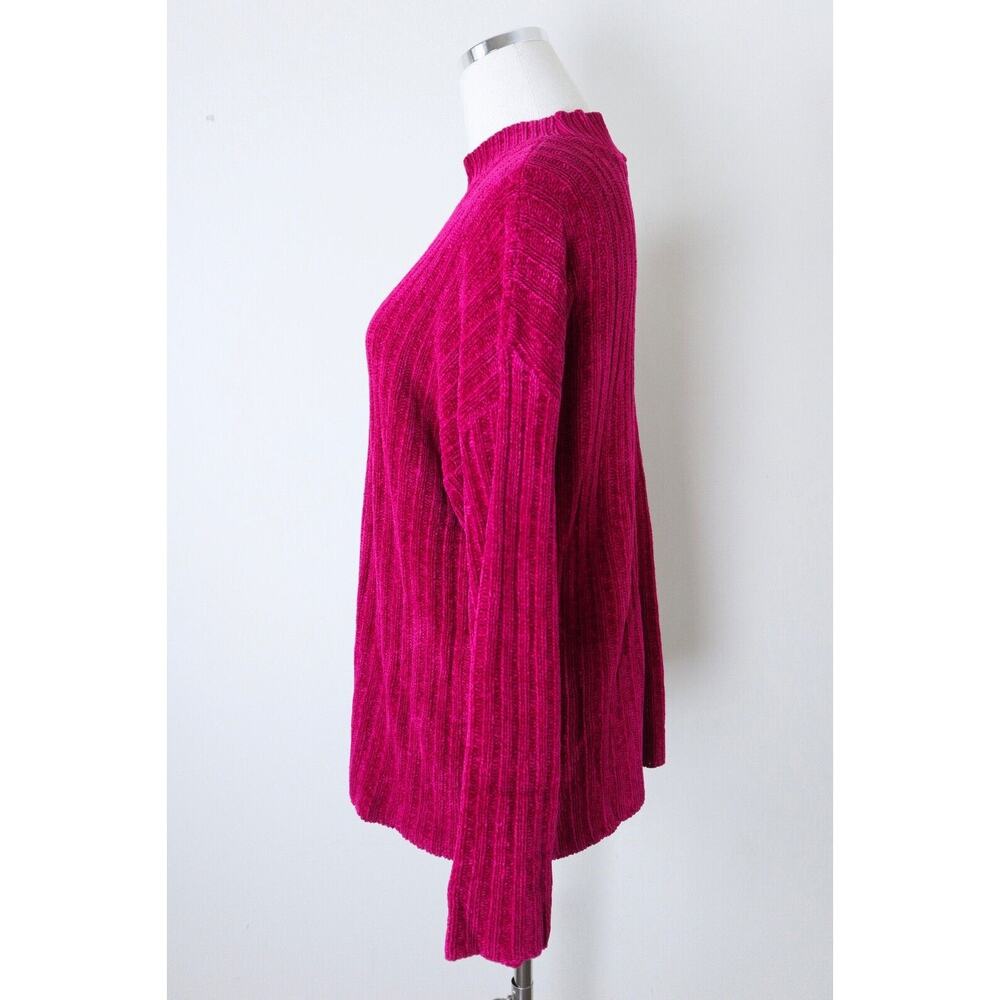 Vintage 1990s Talbots Kids XL Chenille Rib Knit Sweater Rayon Fuchsia Pink - Picture 6 of 10